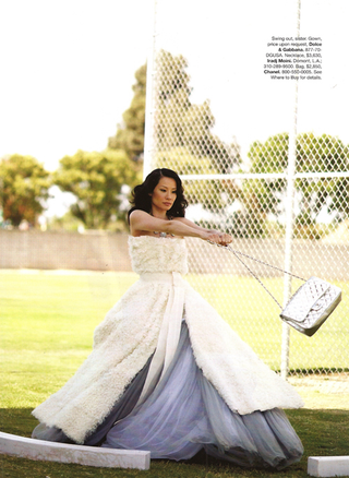 Illustration for article titled Lucy Liu Wins The Dumb Medal In Bazaar's Fashion Olympics